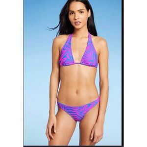 Xhilaration Bikini Set - Neón Pink Blue Zebra - New with tags - Size XS